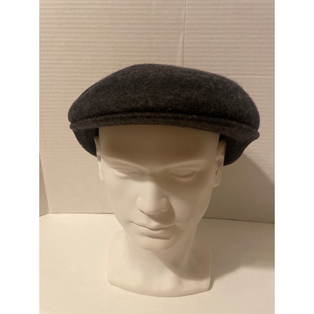 Stetson Mens Charcoal Grey 100% Wool Flat Cap Ivy Newsboy Hat Size Medium